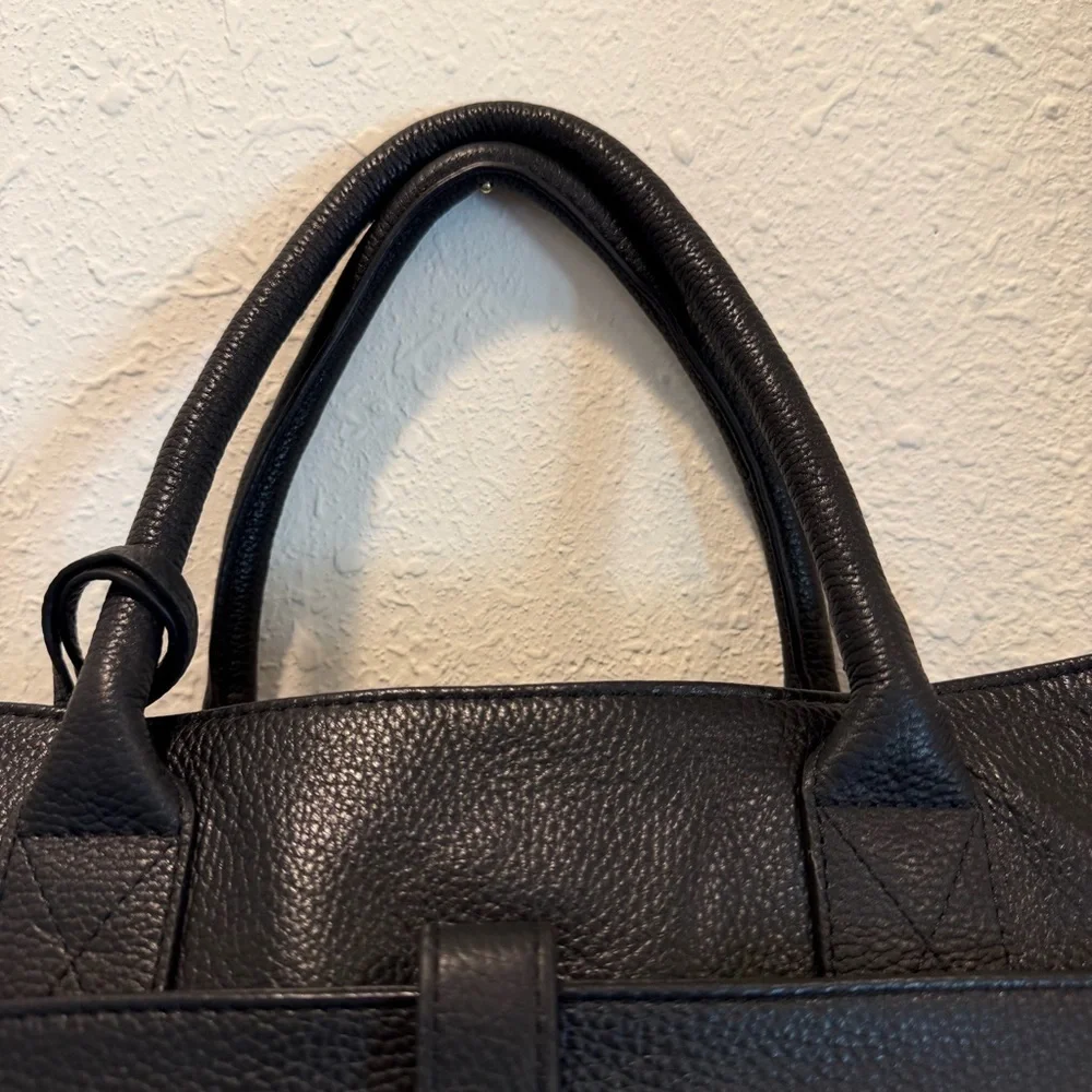Lodis Black Leather Satchel with Gold Hardware Detail - Picture 4 of 16